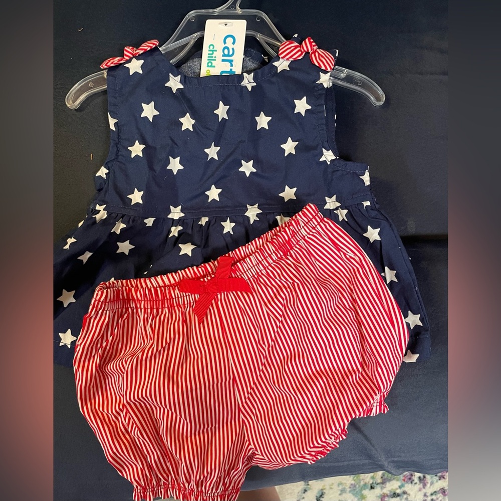 NWT! Carter’s Red, White, Blue Patriotic Dress w/ Bloomers / Baby Girl 0-3 mths